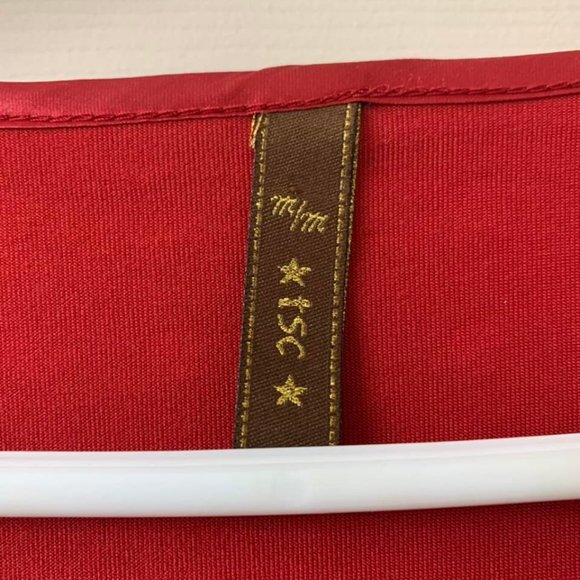 🌷3 for$20🌷TSC, US M, Red Polka Dot Shirred Waist V-Neck Cap Sleeved Top - Picture 7 of 9